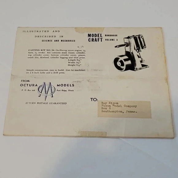 Octura Models Catalog 55 Miniature Engine Castings and Drawings 1955 Vintage - Picture 3 of 3